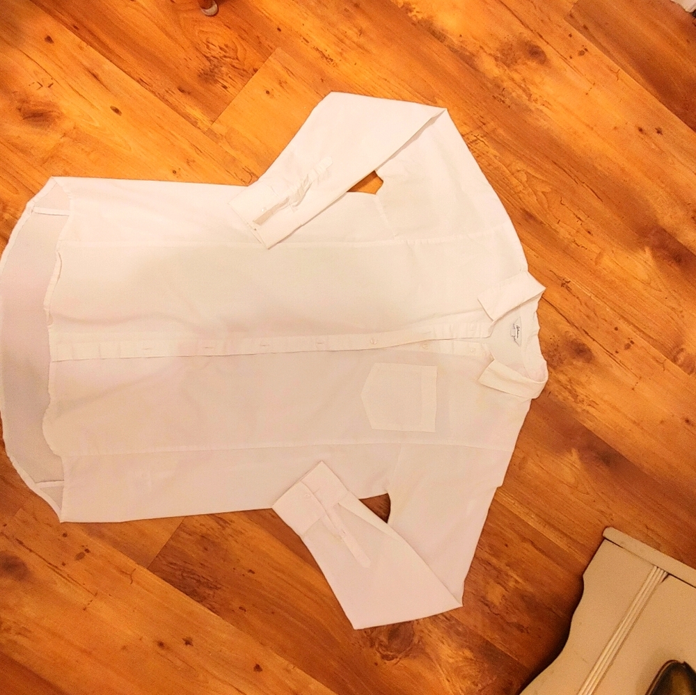Tunic length white blouse